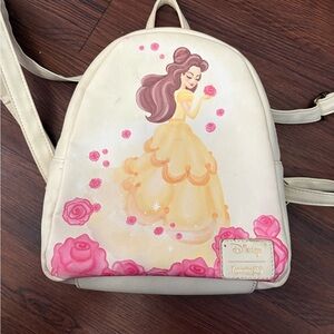Loungefly Cream and Pink Backpack with Belle Design